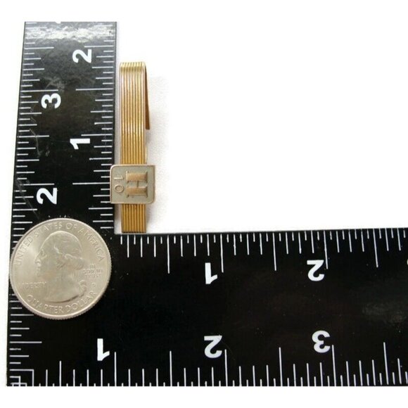 1 5/8" 10 Year "H" Service Award 10K Emblem 1/20 12Kt Gold Filled Tie Clip Vtg - Picture 6 of 13